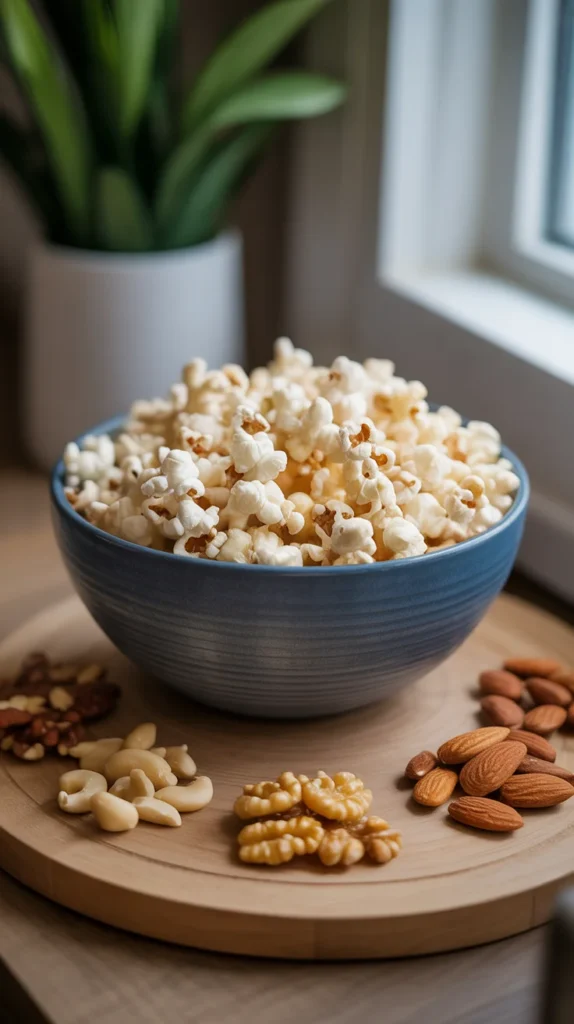 Popcorn and Nut Snack Board