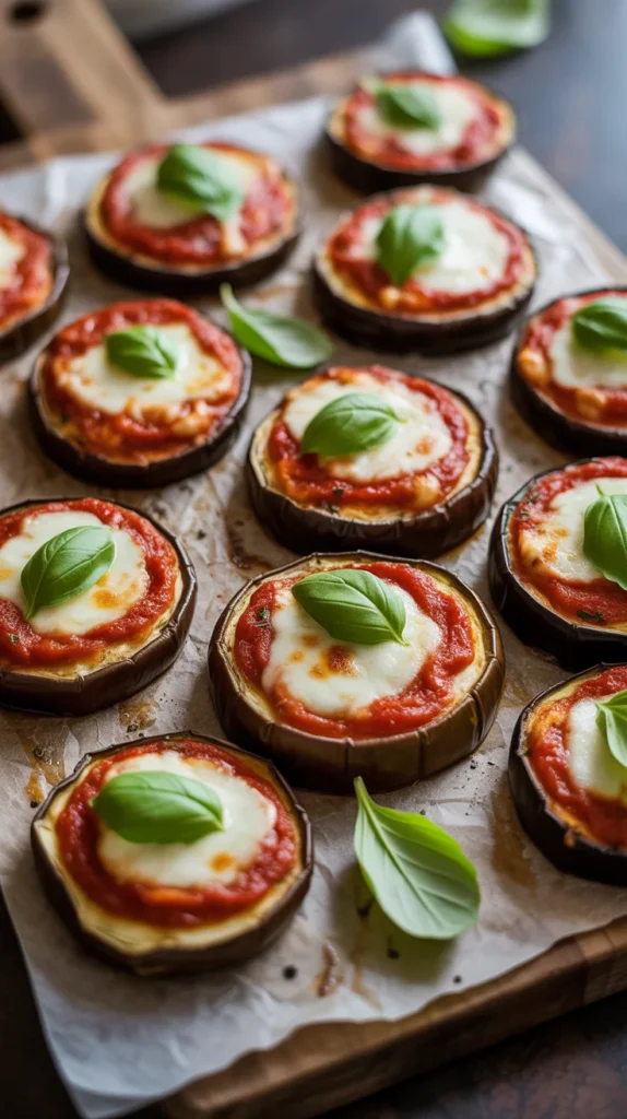 Baked Eggplant Pizza Bites