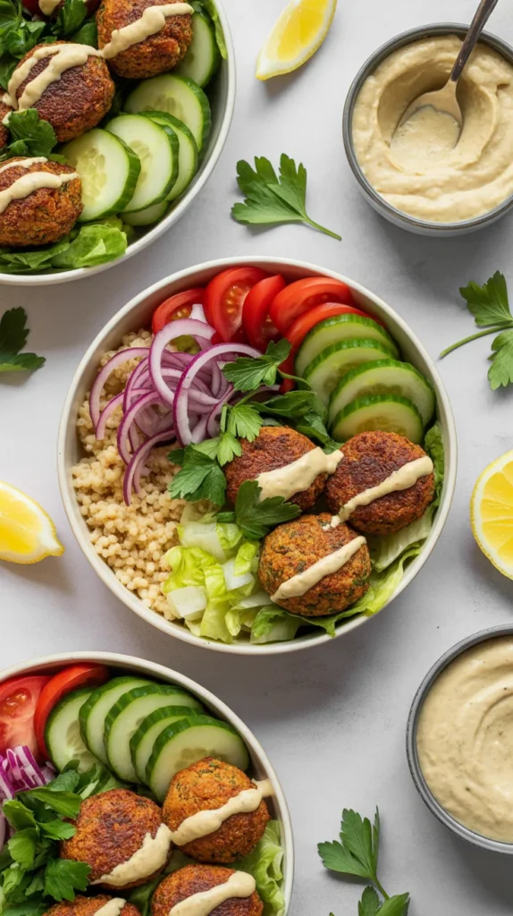 Baked Falafel Meal Prep Bowls