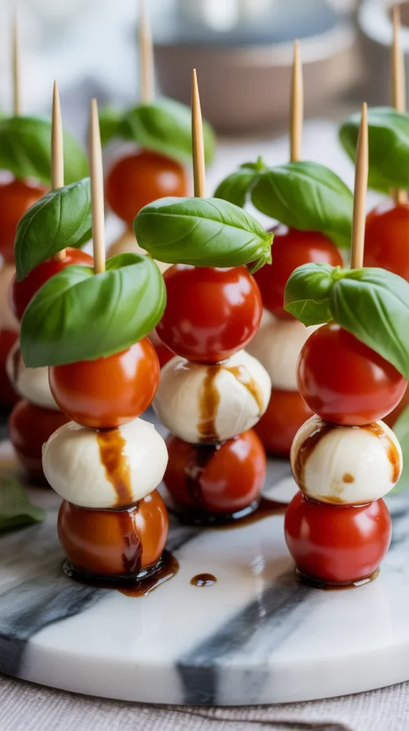 Caprese Skewers with Balsamic Drizzle