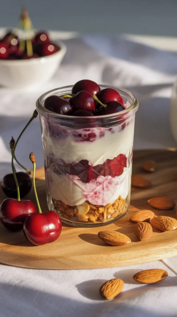 Cherry Almond Yogurt Parfait