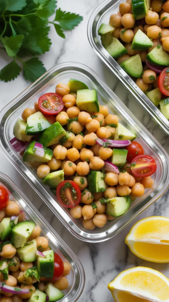Chickpea and Avocado Salad Prep