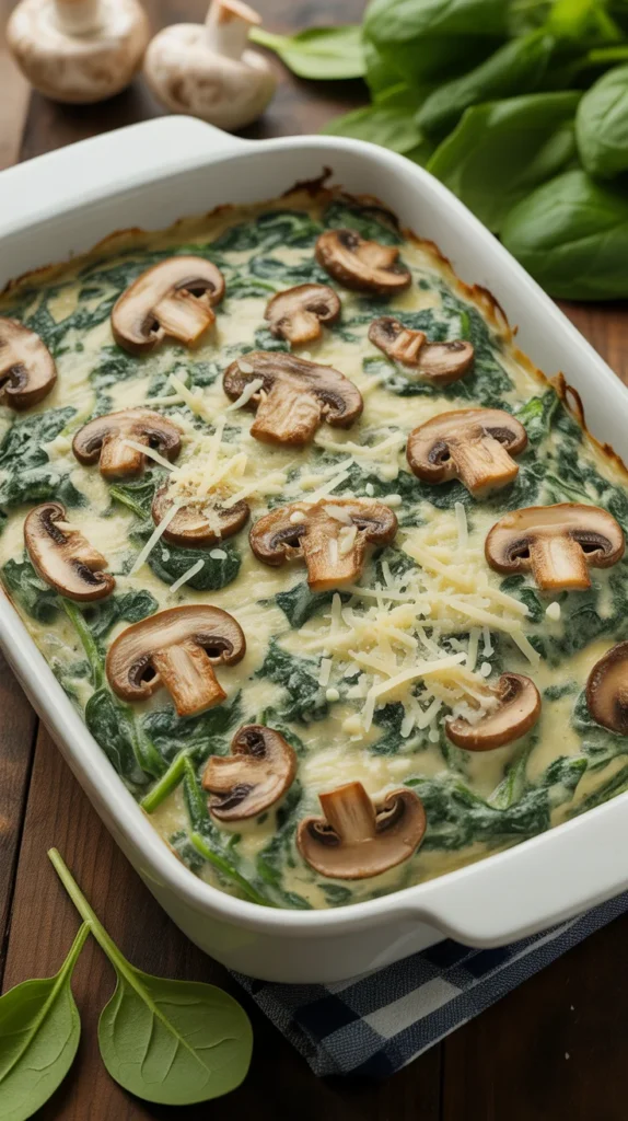 Creamy Spinach Mushroom Casserole