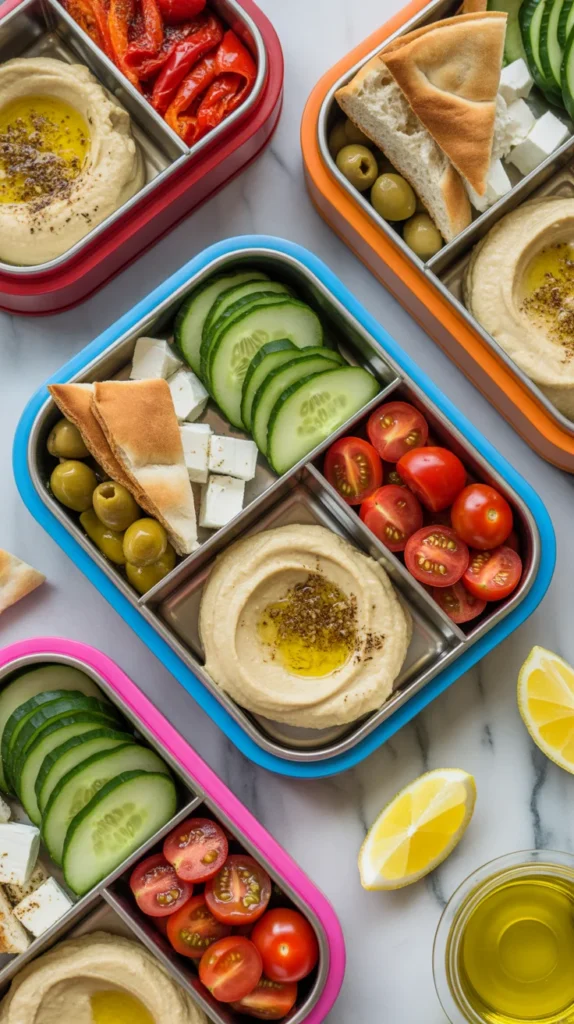 Greek Veggie and Hummus Lunch Boxes