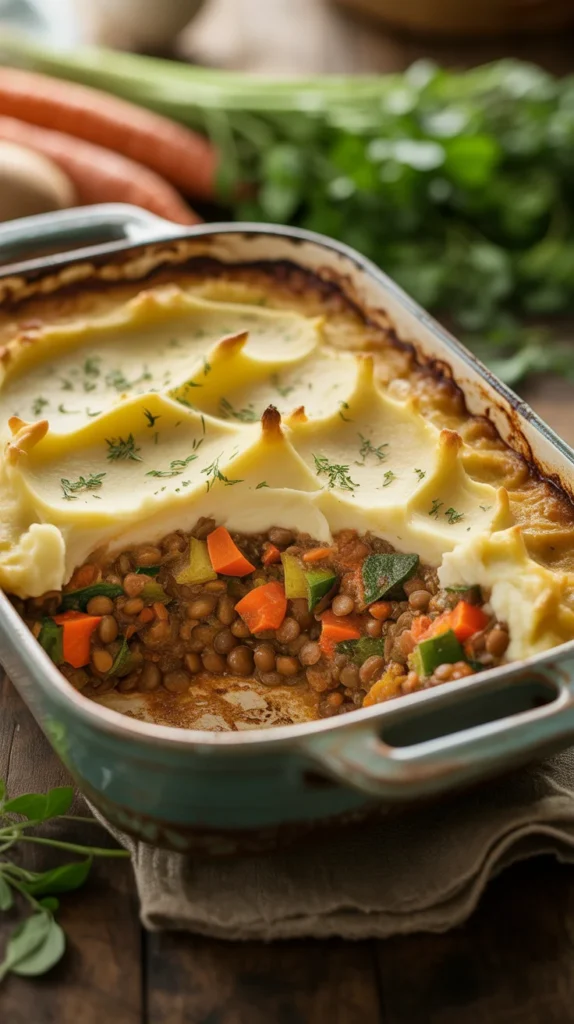 Lentil and Vegetable Shepherd’s Pie Casserole