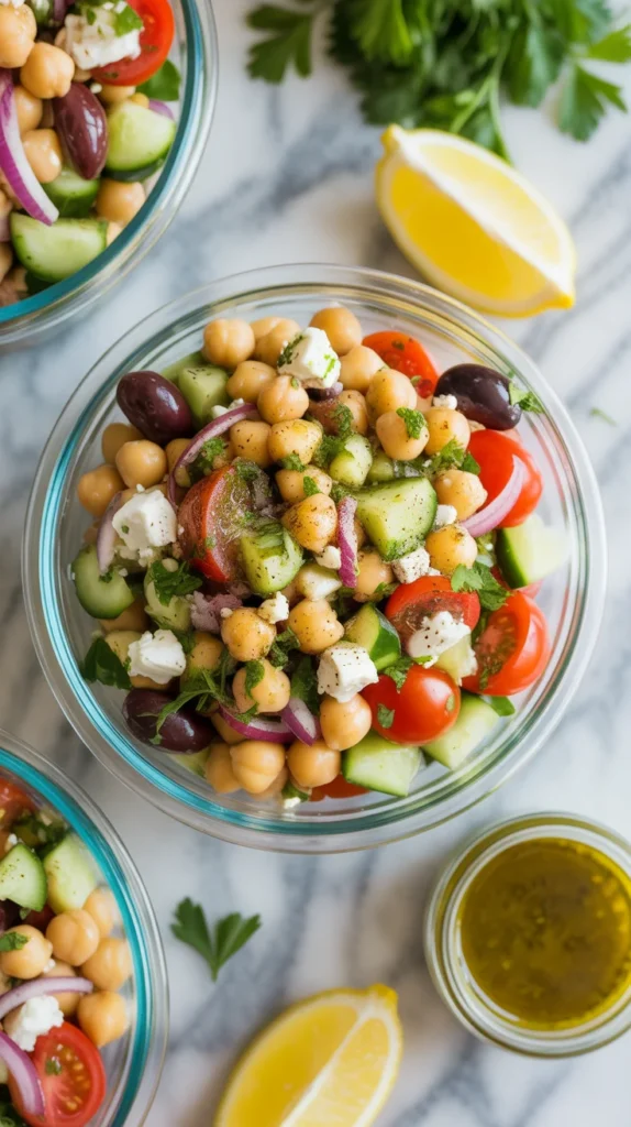 Mediterranean Chickpea Salad Prep