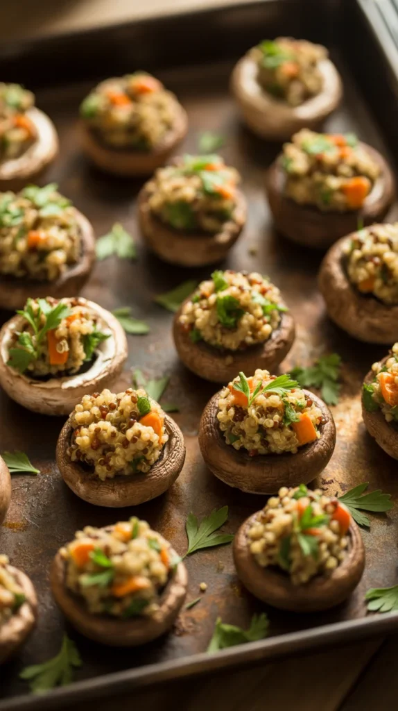 Mini Quinoa Stuffed Mushrooms