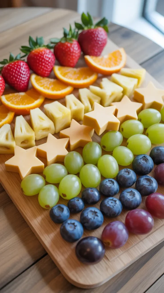 Rainbow Fruit Party Kids Charcuterie Board