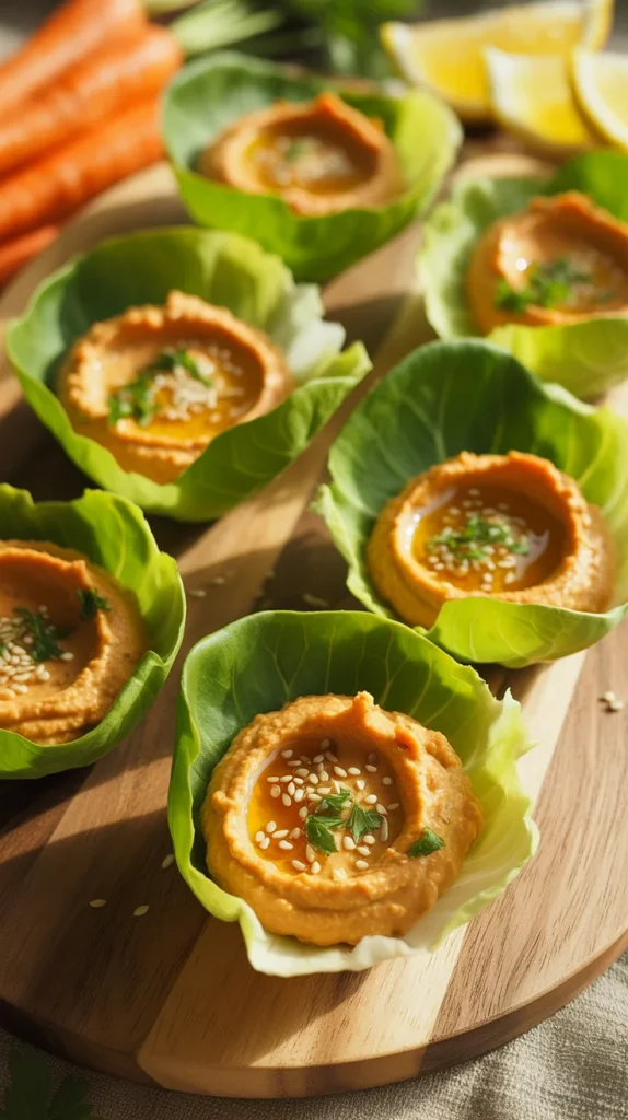 Roasted Carrot Hummus Cups